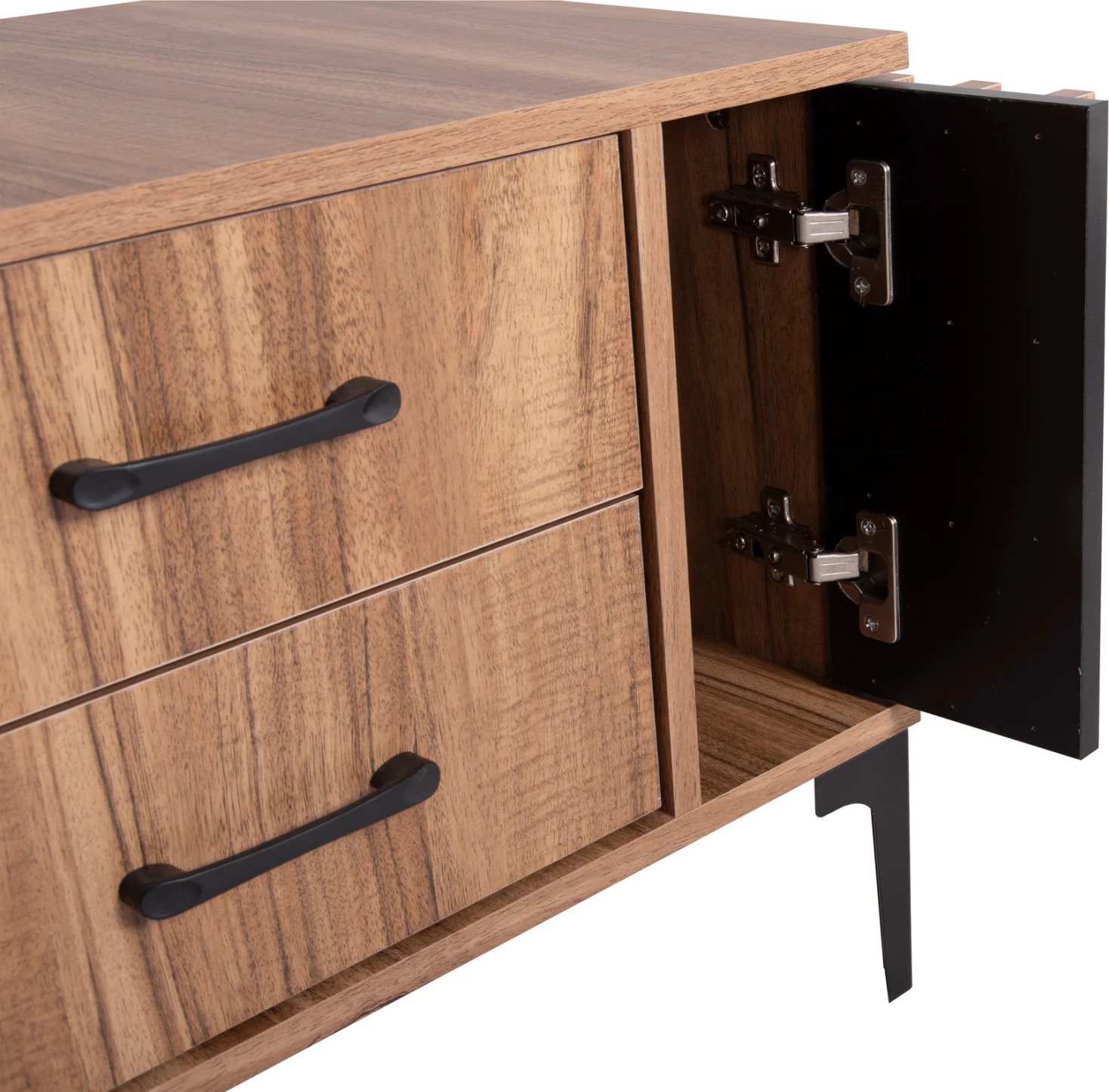 Komodinë nate HARRY FH2487.01 melaminë ngjyrë druri natyral-e zezë 55x43x48Hcm.