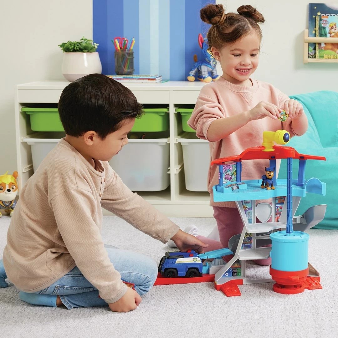 Set lojërash PAW Patrol Lookout Tower me lëshues makine, 2 figura Chase, policia dhe aksesorë, shumëngjyrësh