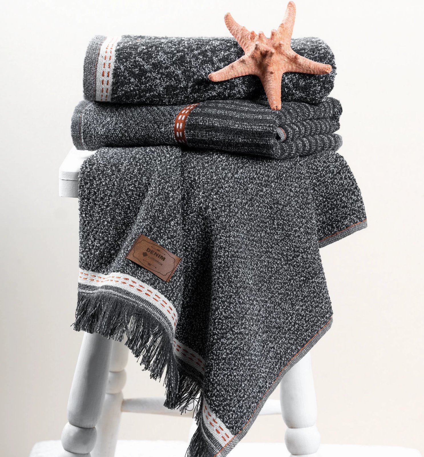 Set peshqirësh duarsh (3 copë), Mijölnir, ngjyrë denim-antracit