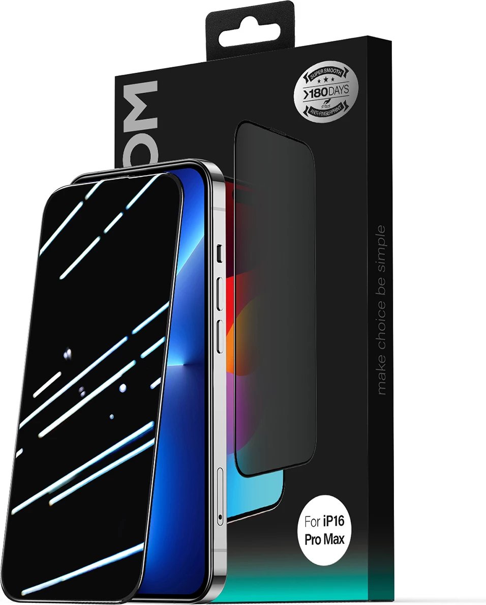 Xham mbrojtës Joyroom JR-MLG0282 për iPhone 15 Plus/16 Plus, 2.5D, privatësi, dustproof, kornizë e zezë