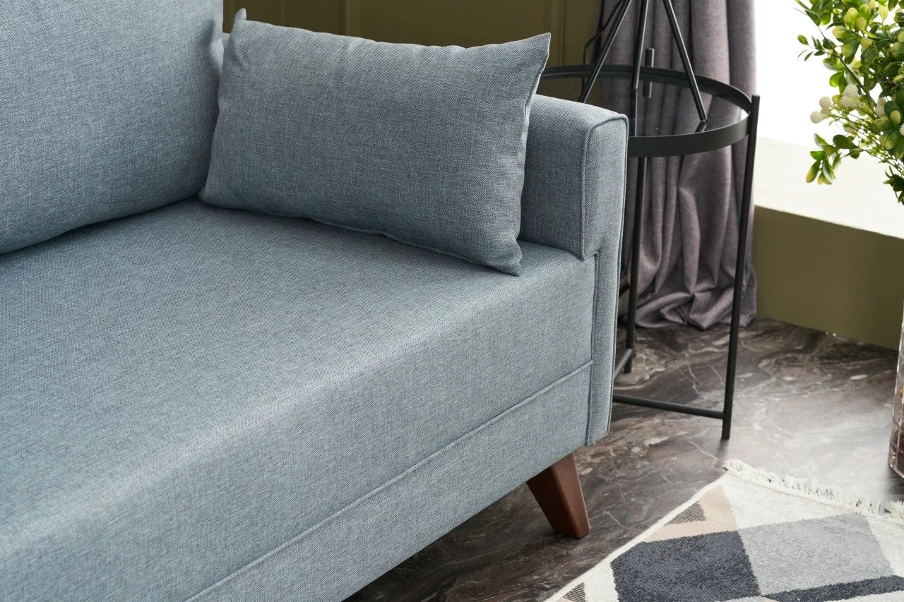 Krevat-sofa treshe, ngjyrë kaltër, Bella Soft, Atelier del Sofa