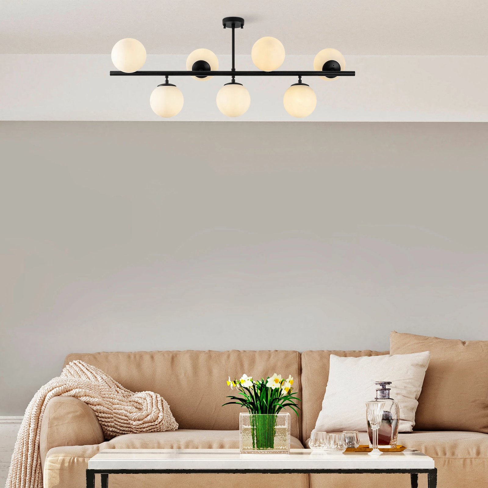 Llambë tavani Opviq Fazli, e zezë, 113x40x46cm, 7 llamba