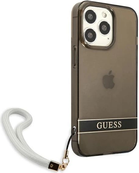 Mbështjellës Guess GUHCP13LHTSGSK për iPhone 13/13 Pro 6.1", i fortë, me rrip, i zi Mbështjellës Guess GUHCP13LHTSGSK për iPhone 13/13 Pro 6.1", i fortë, me rrip, i zi