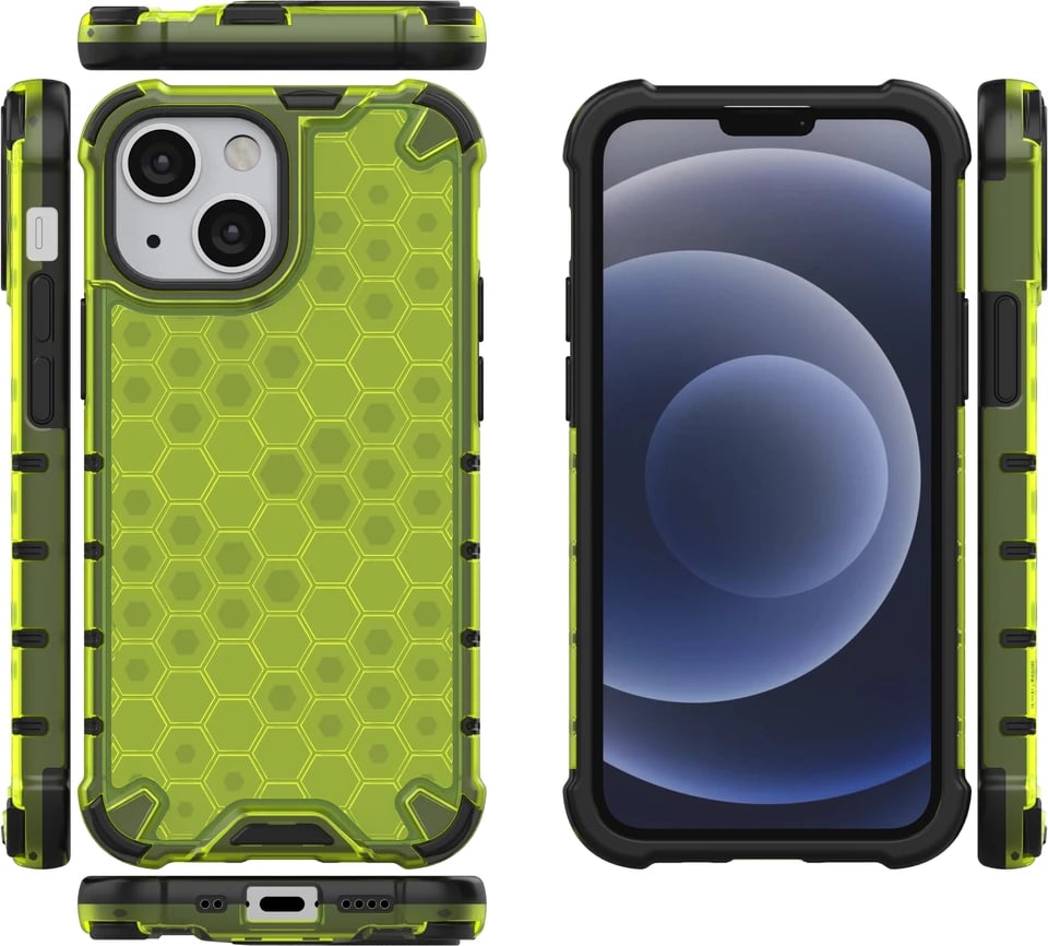 Mbështjellës Hurtel Honeycomb për iPhone 13 mini, Jeshil