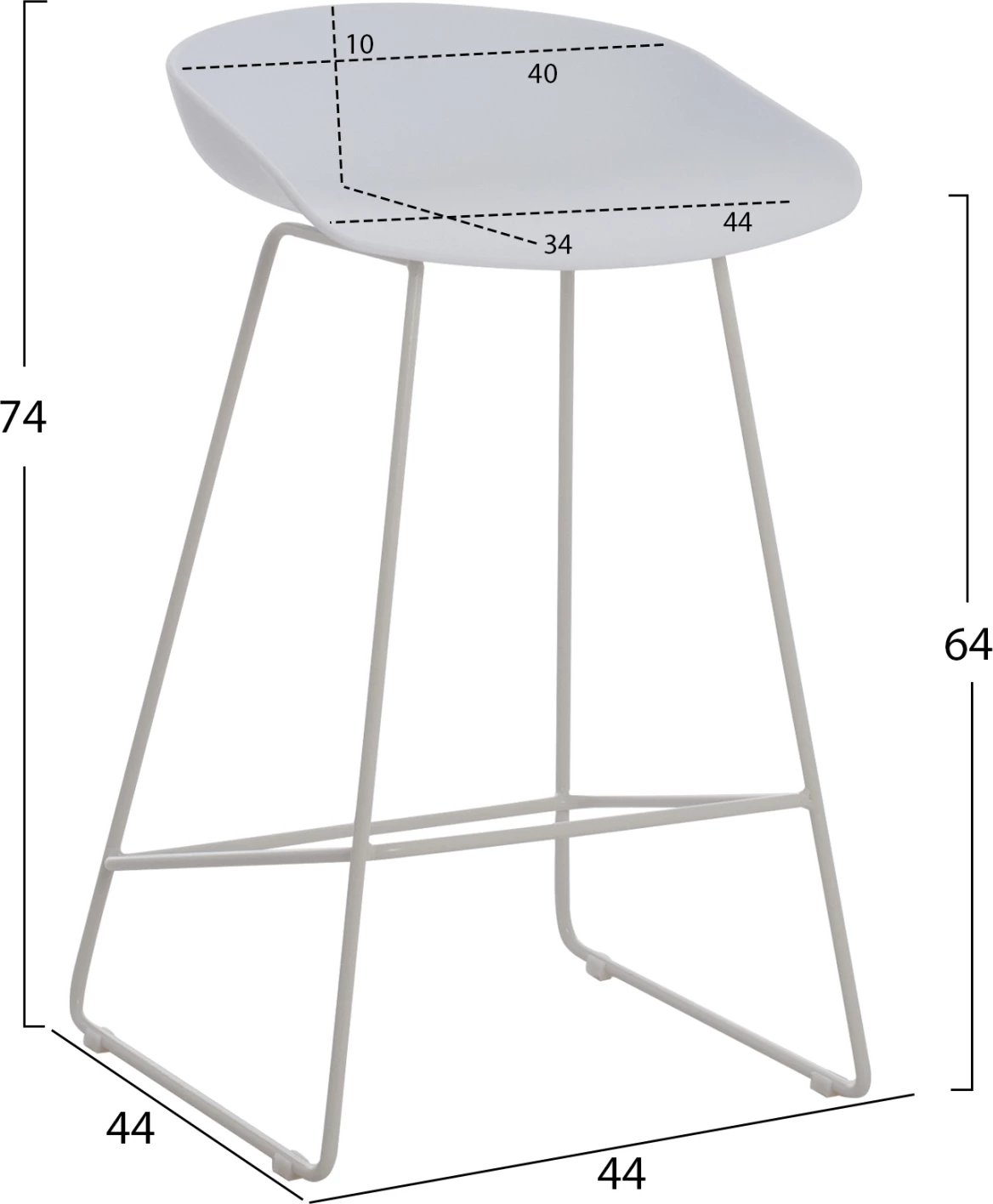 Karrige për bar FH9299.01, e bardhë, lartësi mesatare, 44x44x74, set prej 2 copë