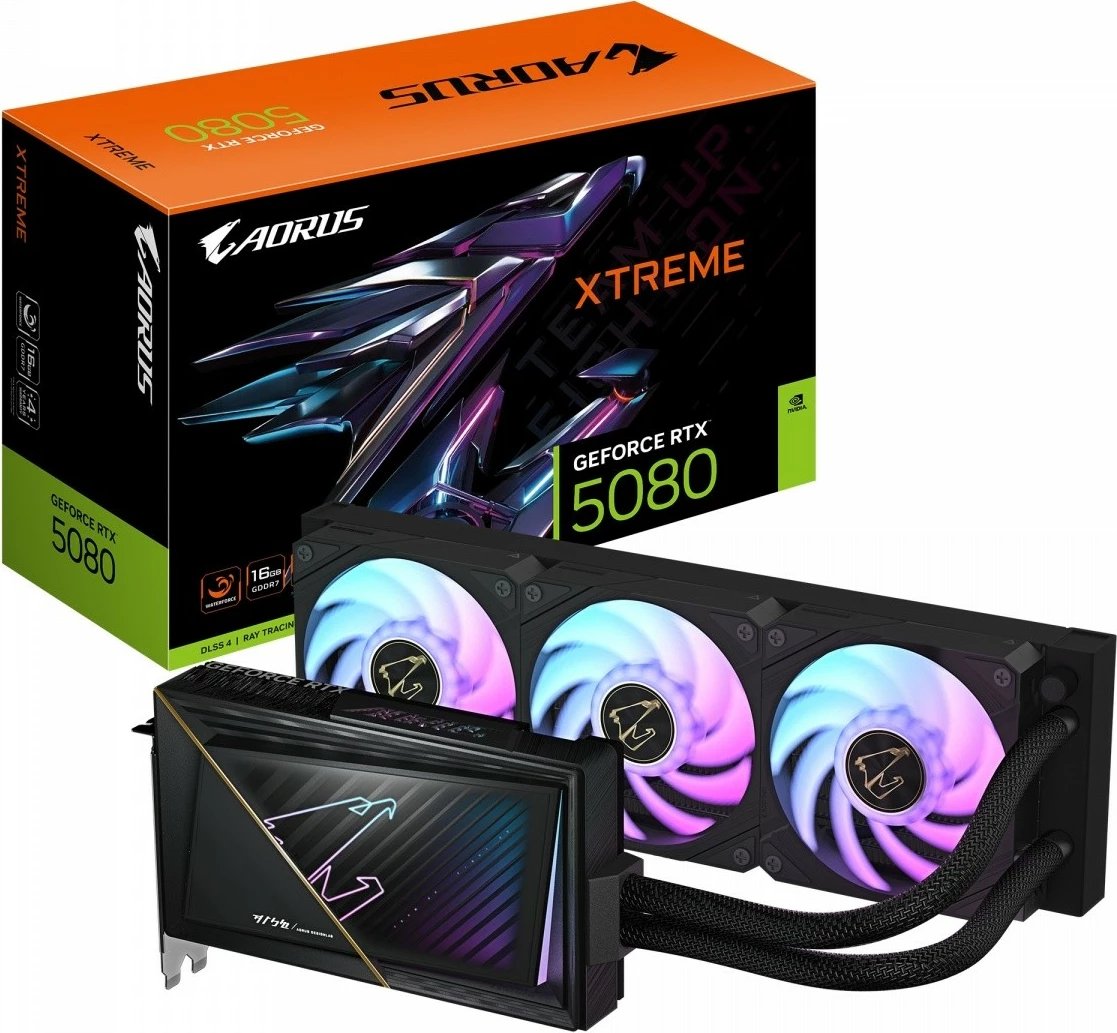 Kartë grafike Gigabyte AORUS GeForce RTX 5080 XTREME WATERFORCE 16G, 16 GB DDR7, Ftohje me ujë