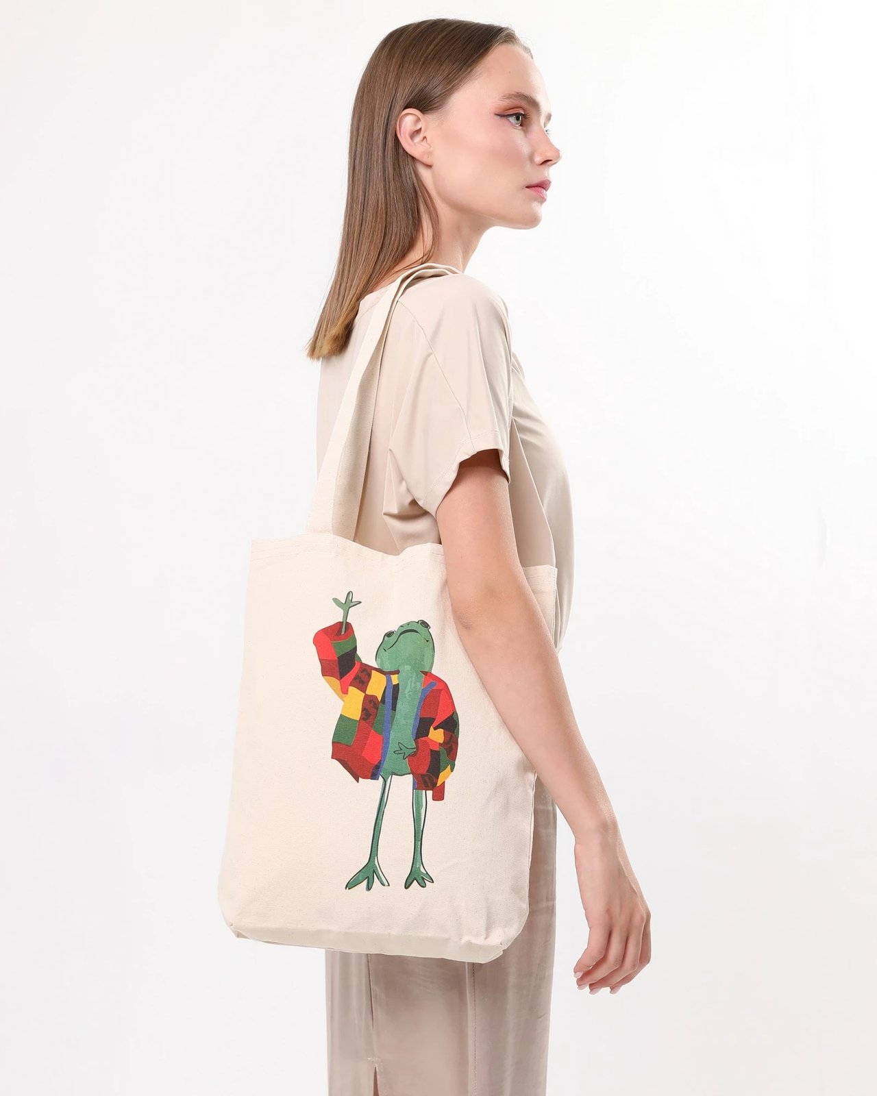 Tote bag Zoozie Bags, krem, 35x40x8cm, model me bretkosë
