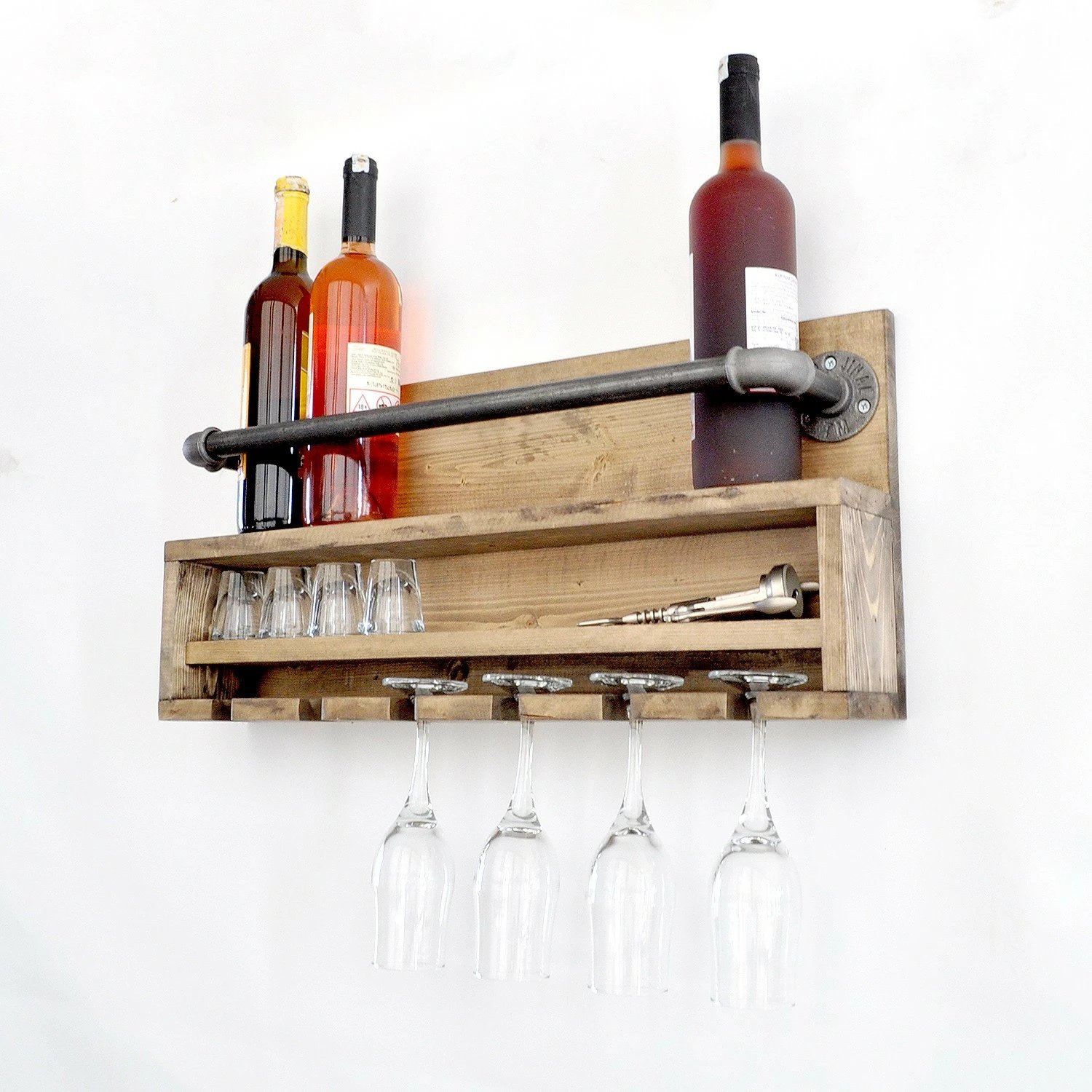 Raft muri me tuba, dru bredhi, ngjyrë arre e zezë, Boruraf216