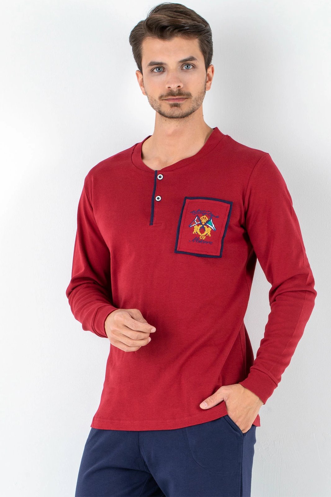 Set pizhamash për burra, ngjyrë e kuqe Claret, Jumeon, 256-020530, XXL