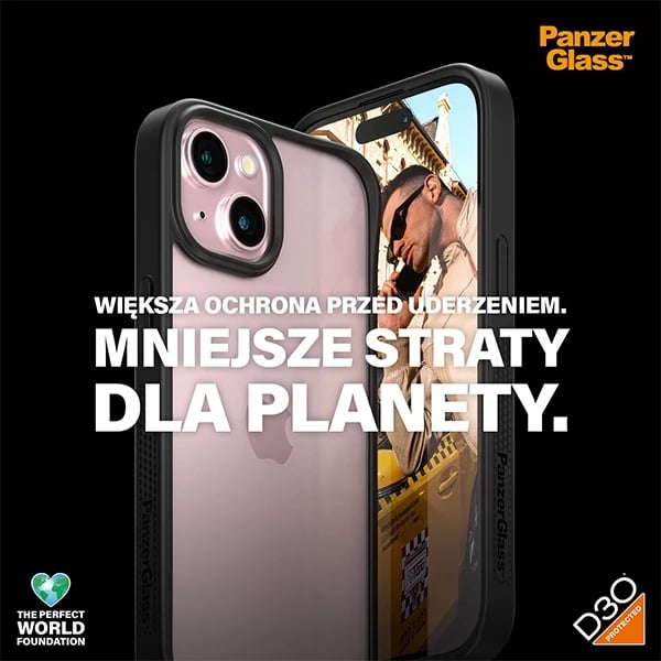 Mbështjellës PanzerGlass ClearCase për iPhone 15, Transparent & Zi