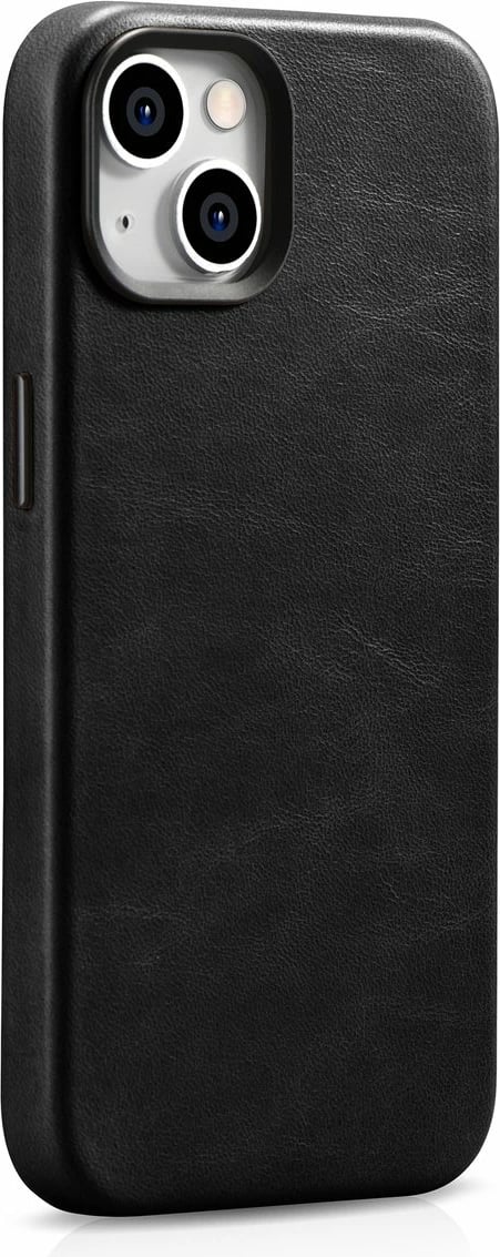 Mbështjellës iCarer Oil Wax Premium Leather për iPhone 14 Plus me MagSafe, i zi