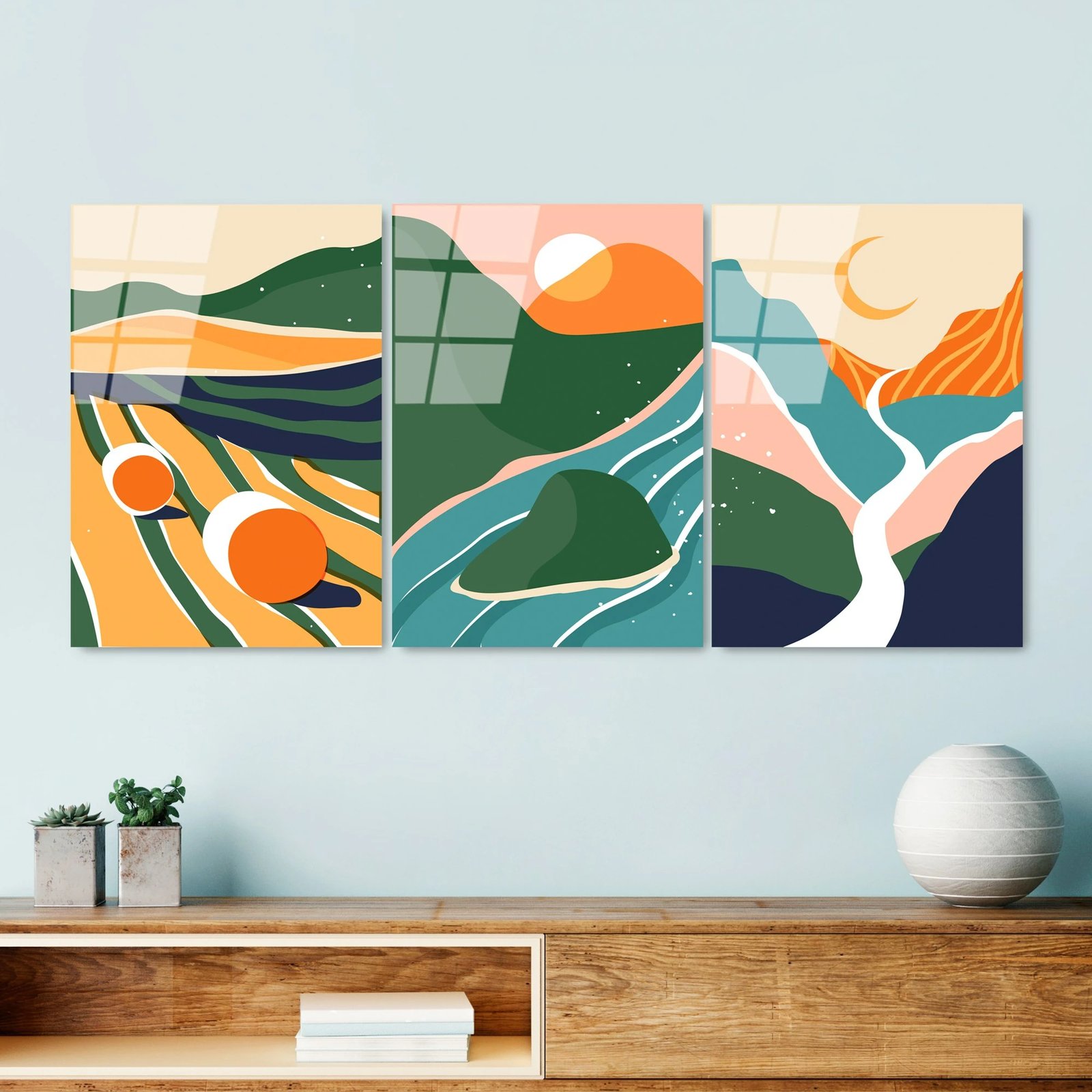 Pikturë dekorative prej xhami të temperuar (3 copë), Wallity, UV-946, 45x65cm