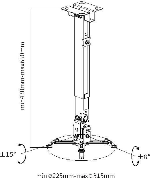 Mbajtës projektori EQUIP, i zi, montim në mur, 20 kg