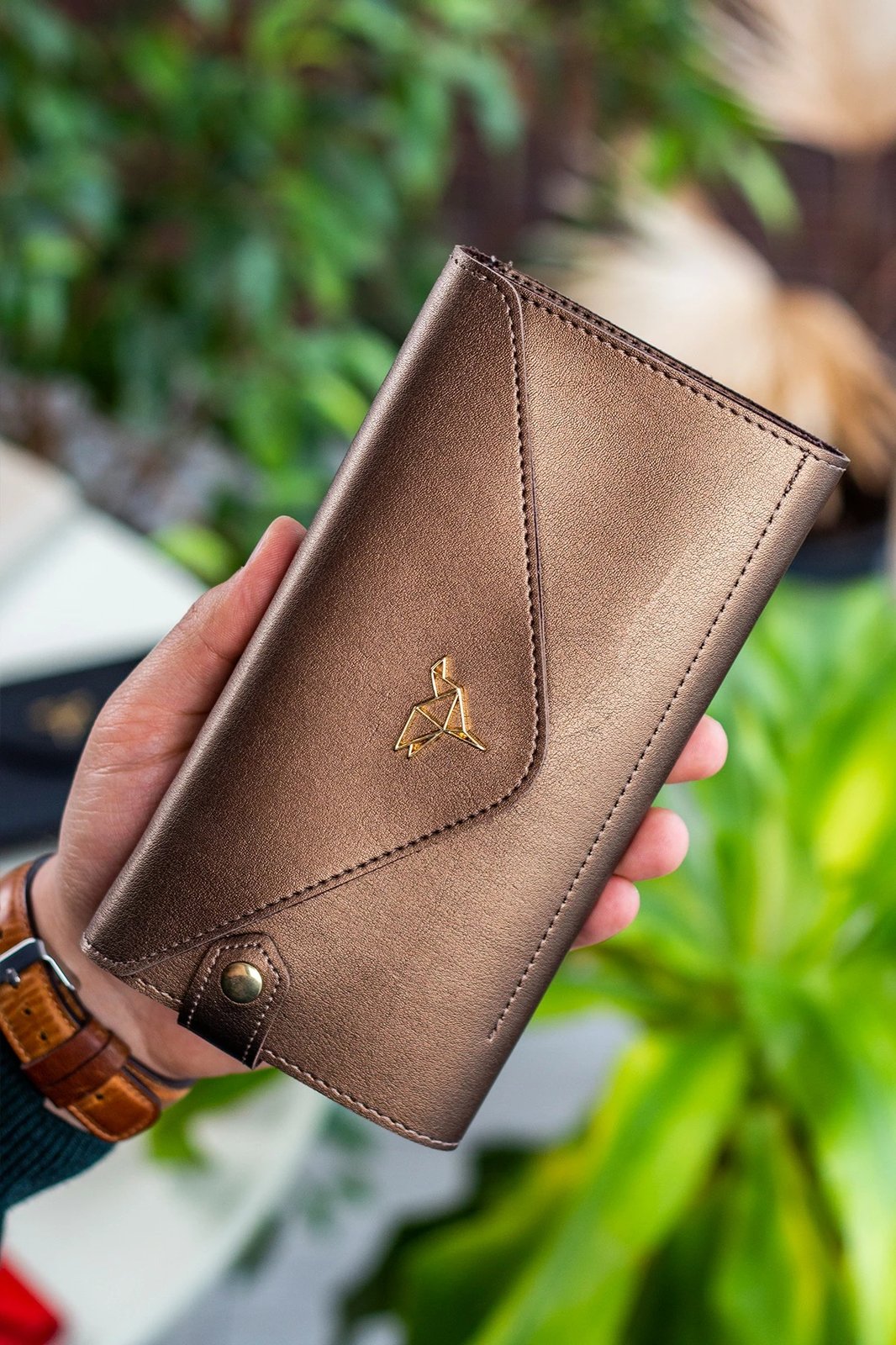 Portofol për gra, stil zarf, ngjyrë bakri, Zoozie Bags