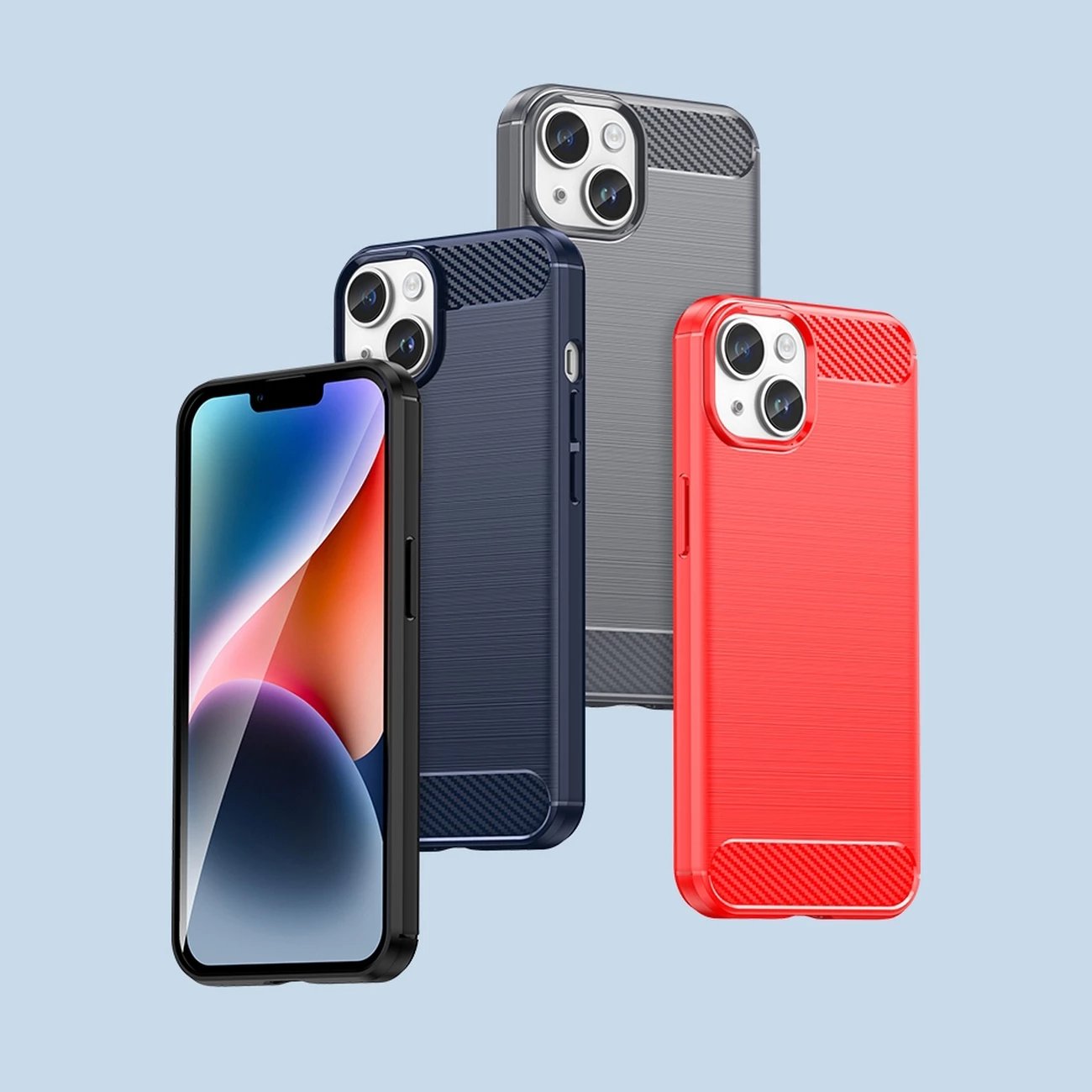 Mbështjellës Hurtel Carbon Case për iPhone 14 Plus, i zi