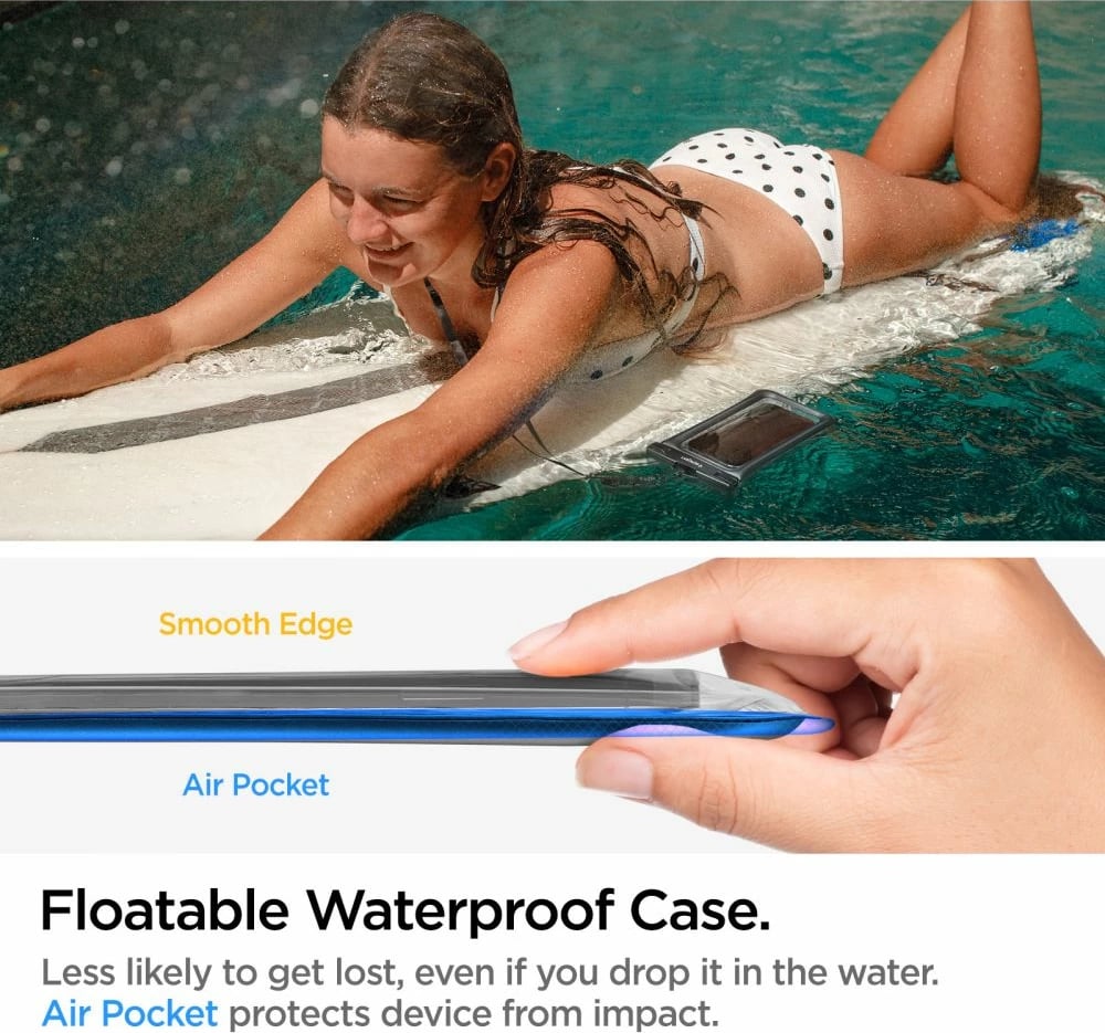 Mbështjellës Spigen Aqua Shield A610, për celular, IPX8, set 2 copë, i zi