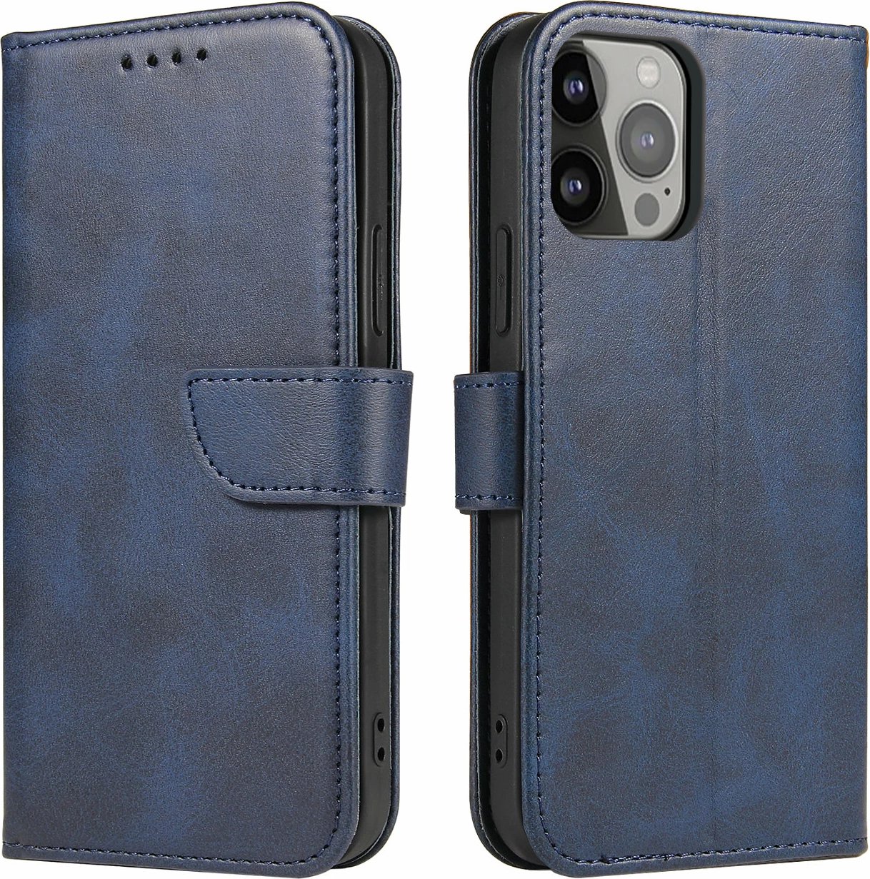 Mbështjellës Hurtel Magnet Case për iPhone 15 Pro Max, me portofol dhe stand, Kaltër