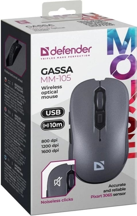 Maus Defender Gassa MM-105 RF Silent, Gri