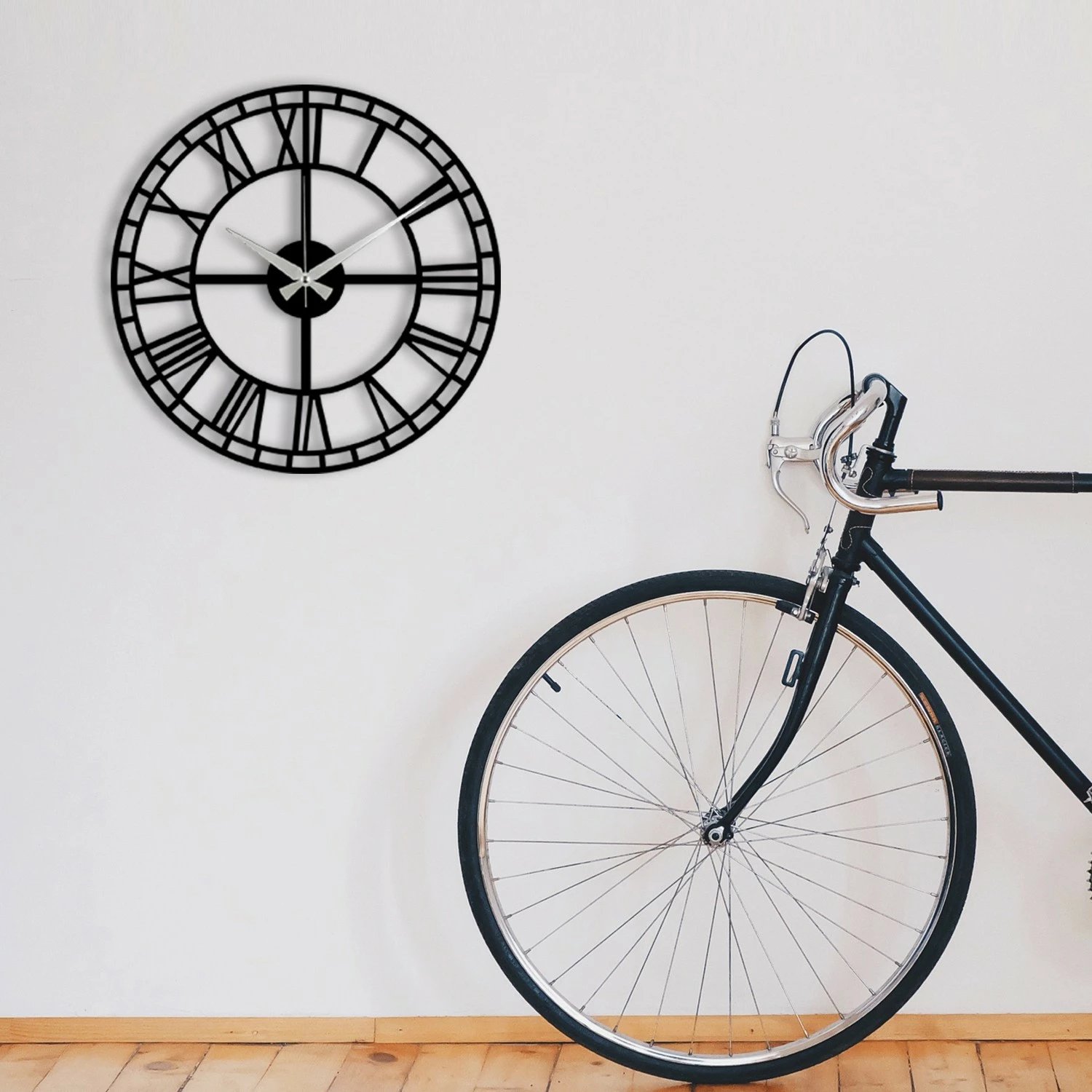 Orë muri dekorative metalike, Wallity Enzoclock - S002, e zezë, 48x48cm