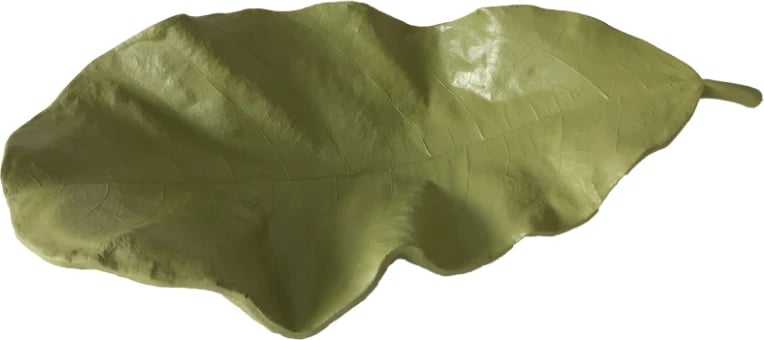 Pjatë dekorative në formë gjethe, ngjyrë ulliri, 31x15x6cm