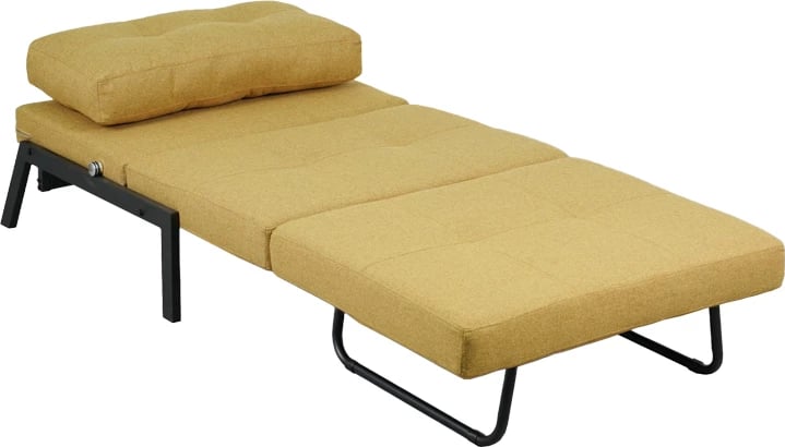 Poltronë-krevat Fancy, material tekstili, ngjyrë e verdhë, këmbë të zeza, 95x98x70cm