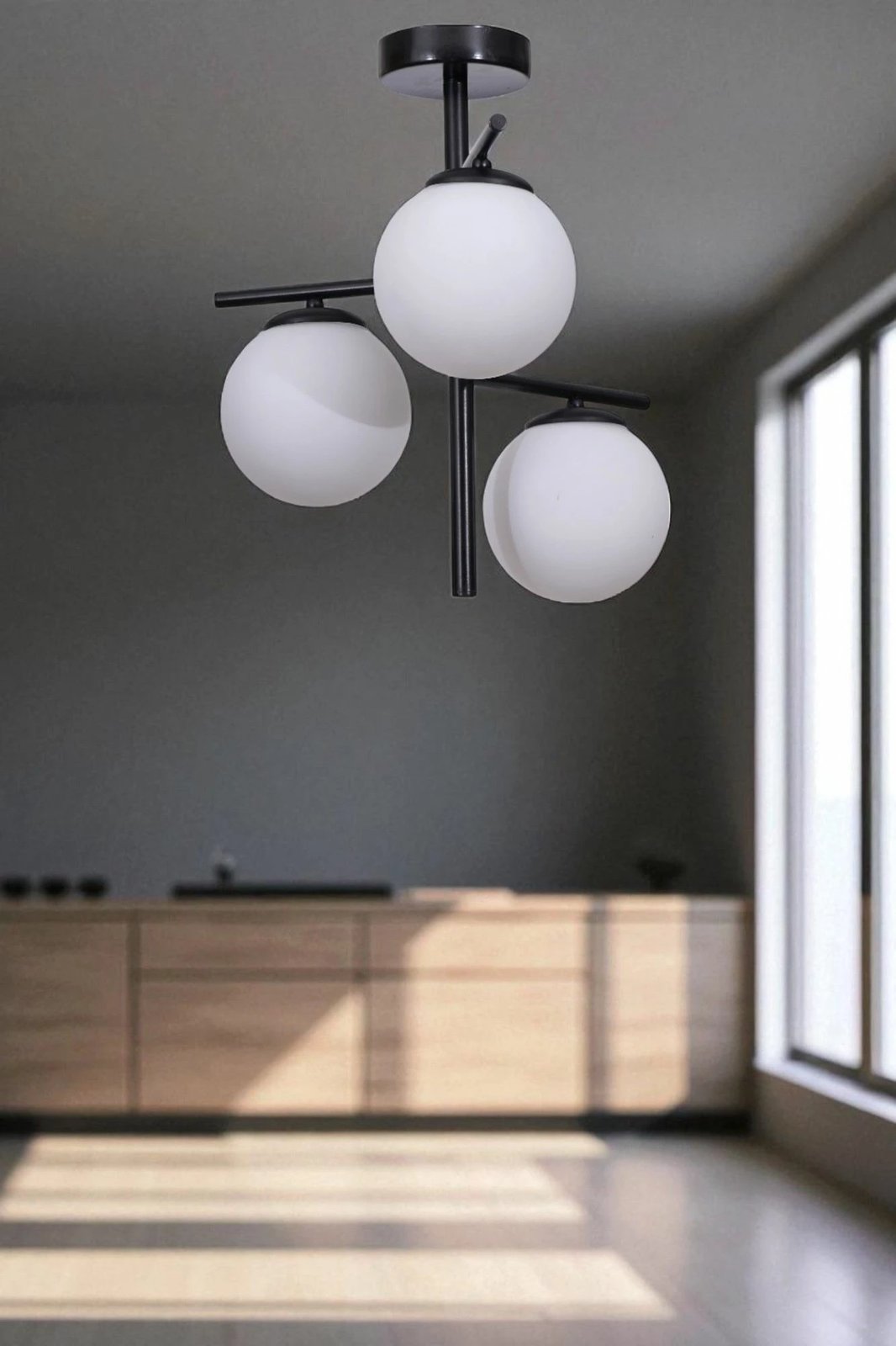 Llambadar Opviq, 9009-2, metal e xham, bardhë e zi