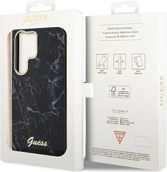 Mbështjellës Guess GUHCS23LPCUMAK për Samsung Galaxy S23 Ultra, hardcase, Marble, i zi Mbështjellës Guess GUHCS23LPCUMAK për Samsung Galaxy S23 Ultra, hardcase, Marble, i zi
