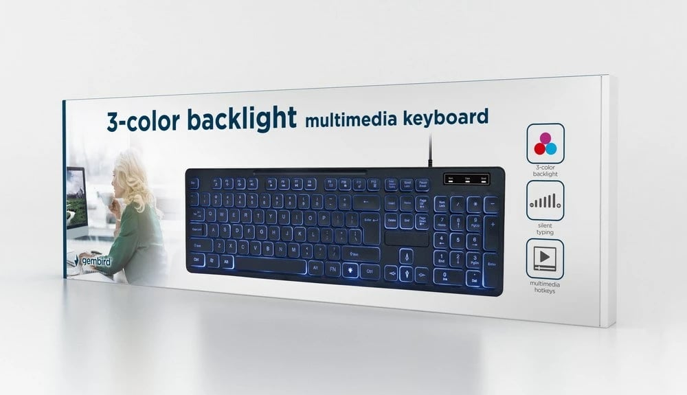 Tastierë multimediale me ndriçim Gembird KB-UML3-02, e zezë
