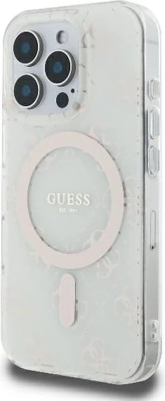 Mbështjellës Guess IML 4G Background MagSafe për iPhone 16 Pro, Bardhë Mbështjellës Guess IML 4G Background MagSafe për iPhone 16 Pro, Bardhë