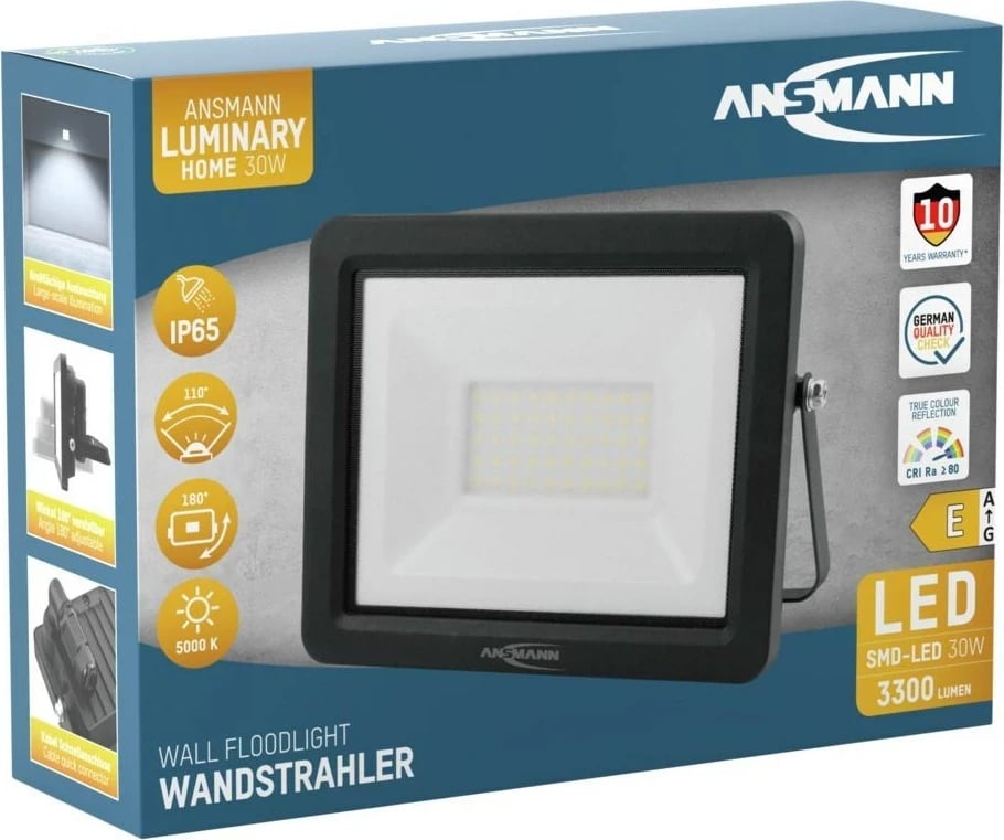 Prozhektor LED Ansmann WFL30W, 30 W, Alumini, i zi