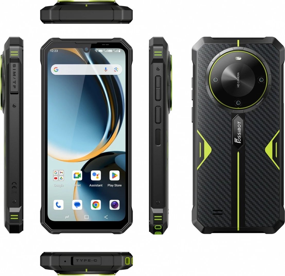 Celular, Fossibot, F105, 6.74", Android 14, 4GB/64GB, 10300 mAh, Dual SIM, gjelbër