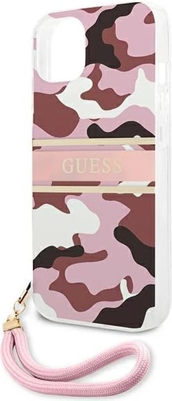 Mbështjellës Guess GUHCP13MKCABPI për iPhone 13 6.1", Camo Strap, rozë