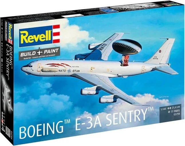 Model plastik avion, Revell, REV-03794 Boeing E-3A Sentry, shkallë 1:144, 77 pjesë, gjatësi 31.4 cm