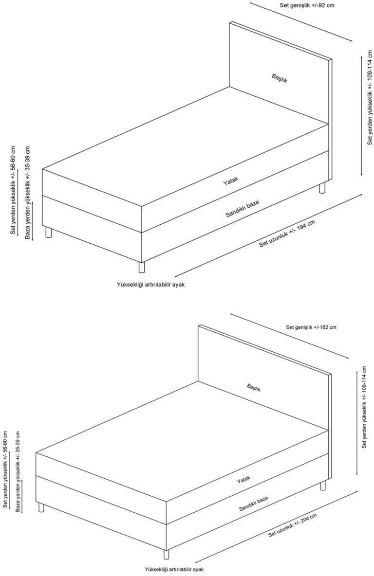 Baze dhe mbështetëse krevati dopio, ngjyrë gri e çelët, Skye Decor, Motya, 140x200