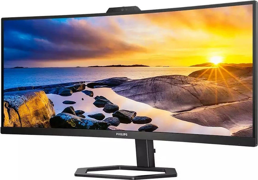 Monitor Philips 34E1C5600HE, 34 inç, VA, 3440x1440, USB-C, Kamerë, Altoparlantë, Zi