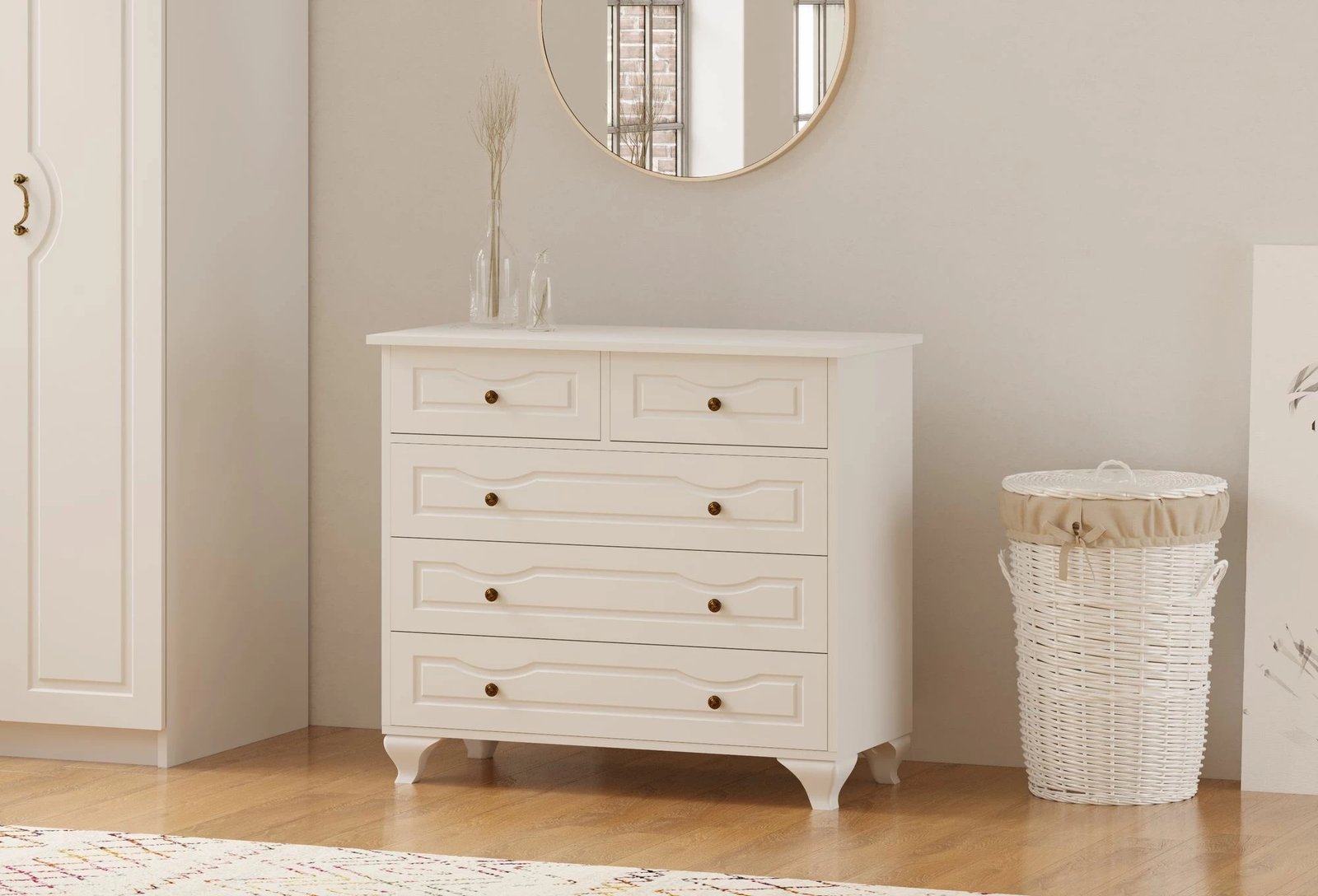 Komodë Skye Decor, Rb-180, ngjyrë e bardhë mat