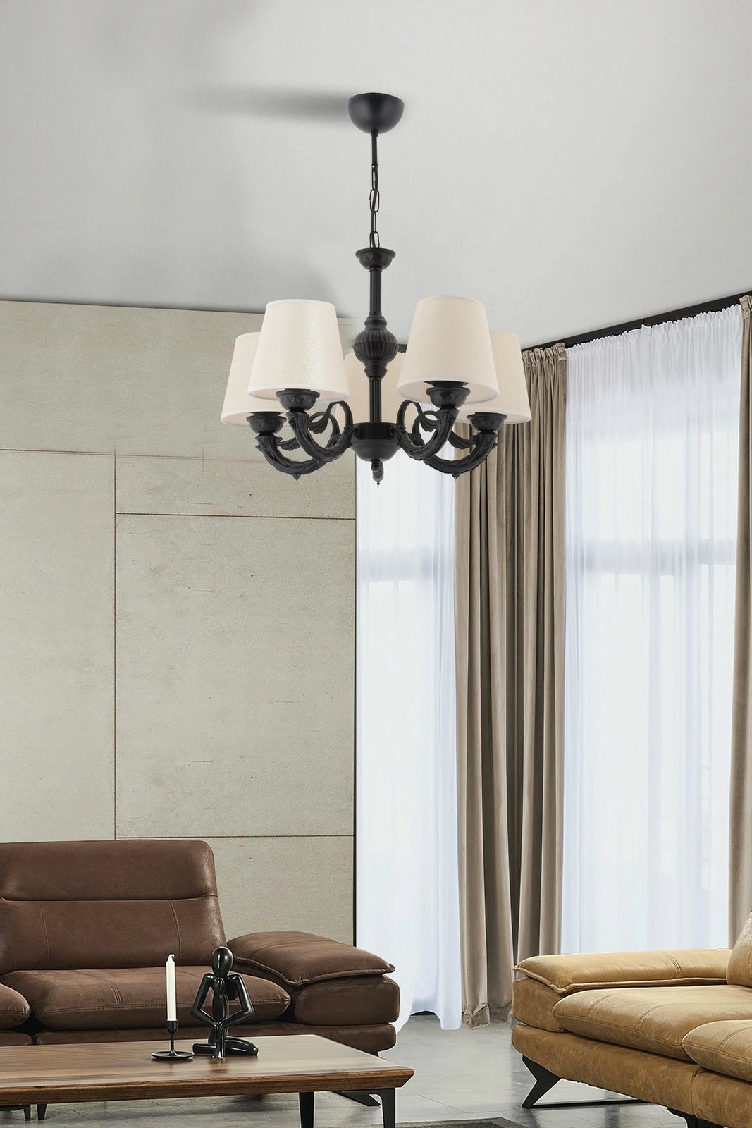 Llambë tavani Fiona, krem dhe e zezë, Opviq