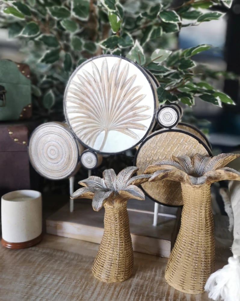 Mbajtëse qiriu GINKO 1, polirezine, natyrale, 16x13x19cm