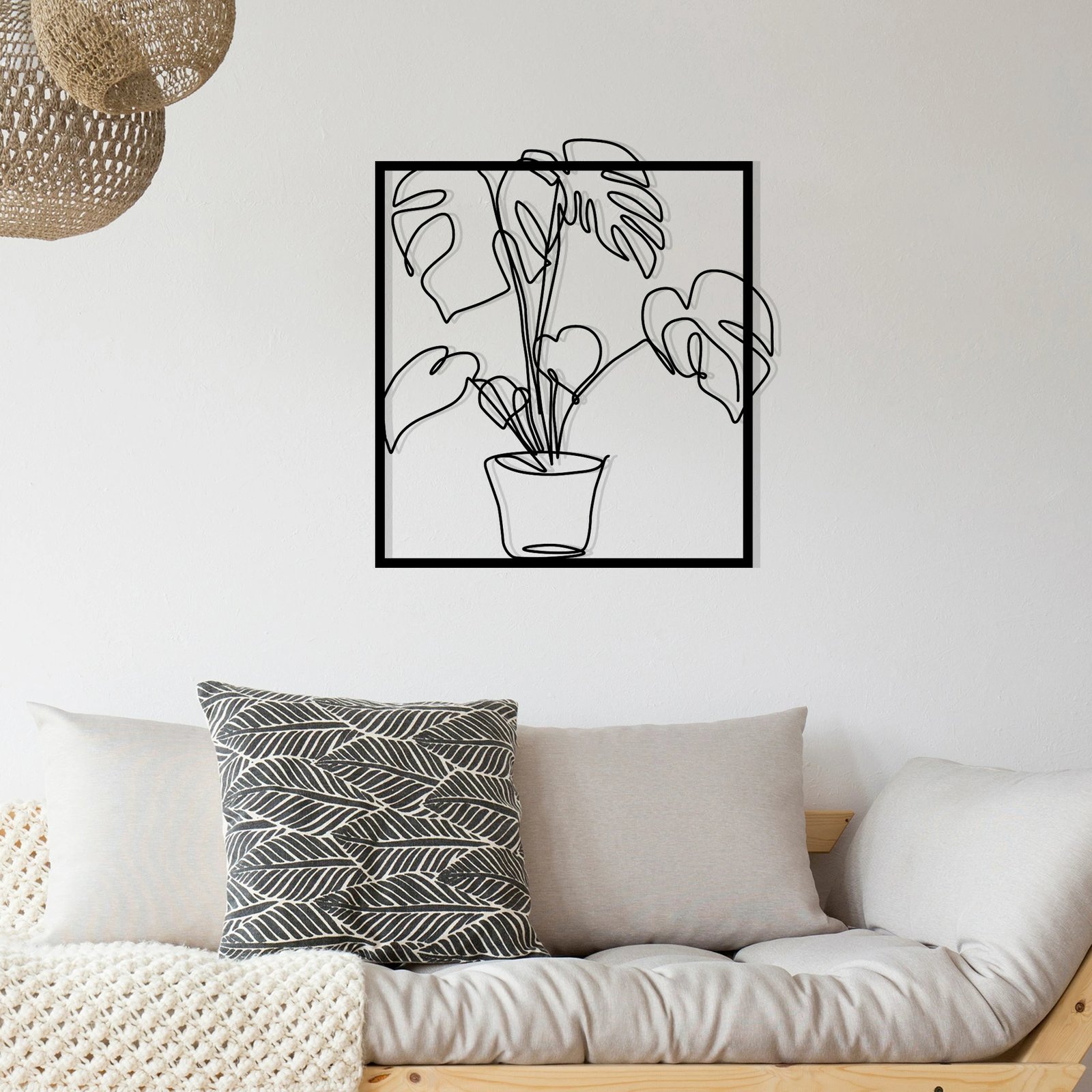 Aksesor dekorativ metalik për mur, Wallity, ngjyrë e zezë, 49x53cm