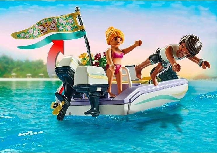 Set lodrash Playmobil City Life 71366, 68 pjesë, me motorçikletë uji dhe figura