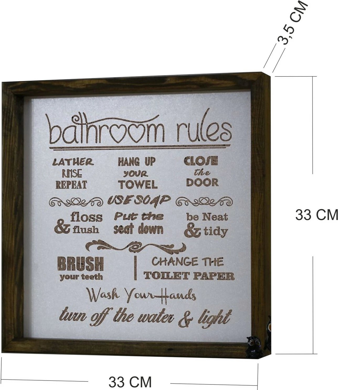 Pikturë dekorative me kornizë MDF, ngjyrë kafe dhe e bardhë, KZM006, 34x34cm