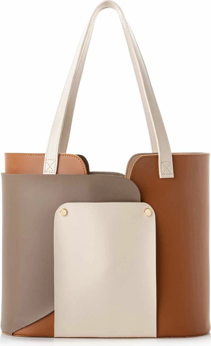 Çantë Tote Lucky Bees, 1292 v2, tan dhe mink