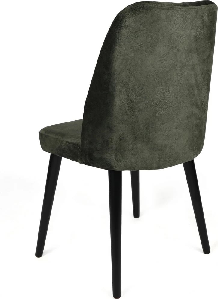 Set karrigesh (4 copë), Skye Decor, Alfa-432 V4, kadife, këmbë druri, ngjyrë kaki/zezë