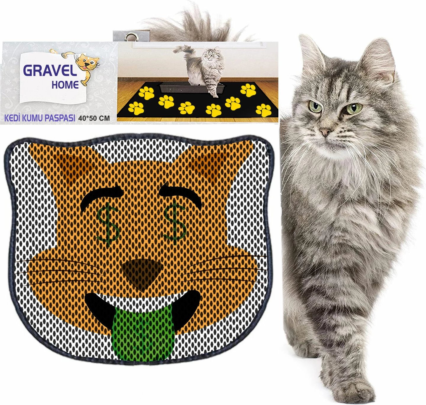 Tapet për rërë mace, shumëngjyrësh, Paws & Whiskers, Kdkafa0241, 40x50cm