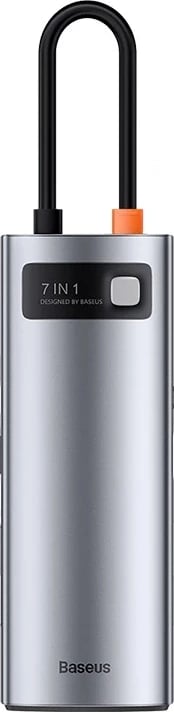 Hub Baseus 7-në-1, USB-C në 2x USB 3.0 + HDMI + USB-C PD, Gri