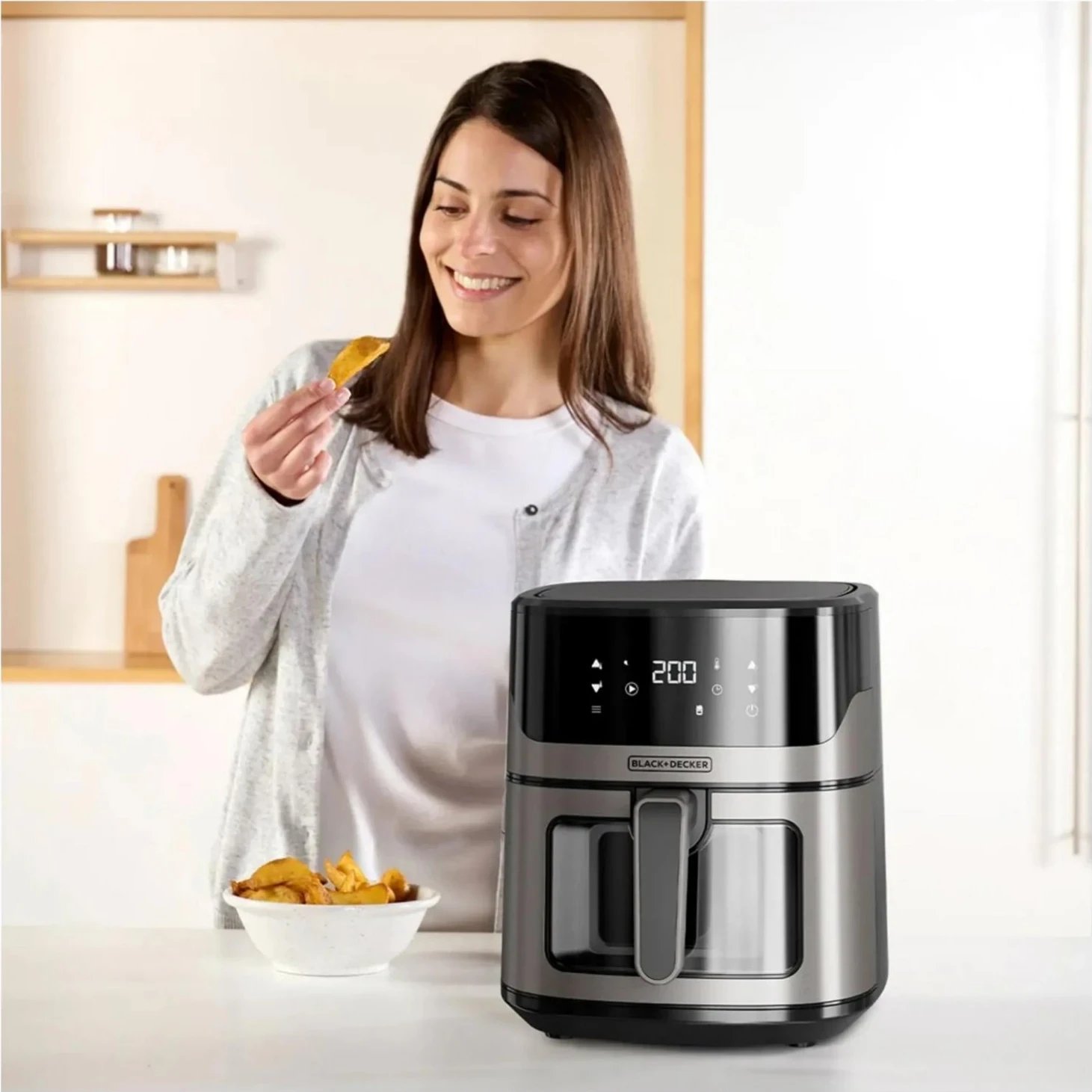 Fritezë ajri Black&Decker BXAF6500E, 6.5L, 1600W, e zezë-argjendtë
