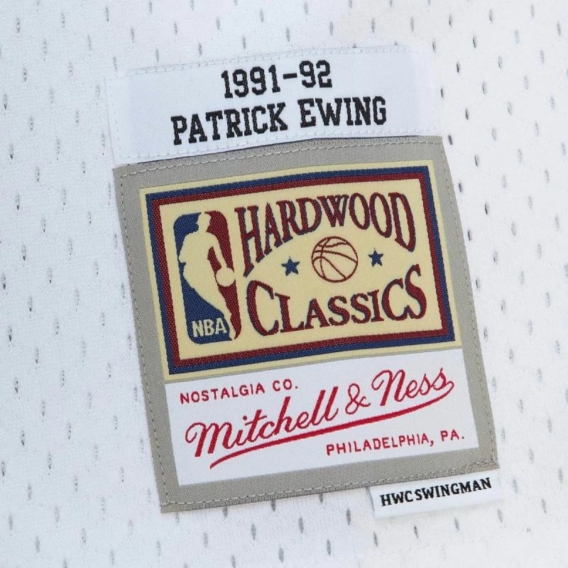 Fanellë Mitchell & Ness NBA Knicks 1991 Patrick Ewing për Meshkuj, e Bardhë