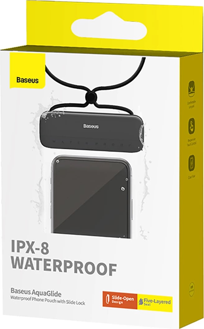 Mbështjellës Baseus AquaGlide BS-PC029 për celular, IPX8, me Slide Lock, i zi Mbështjellës Baseus AquaGlide BS-PC029 për celular, IPX8, me Slide Lock, i zi