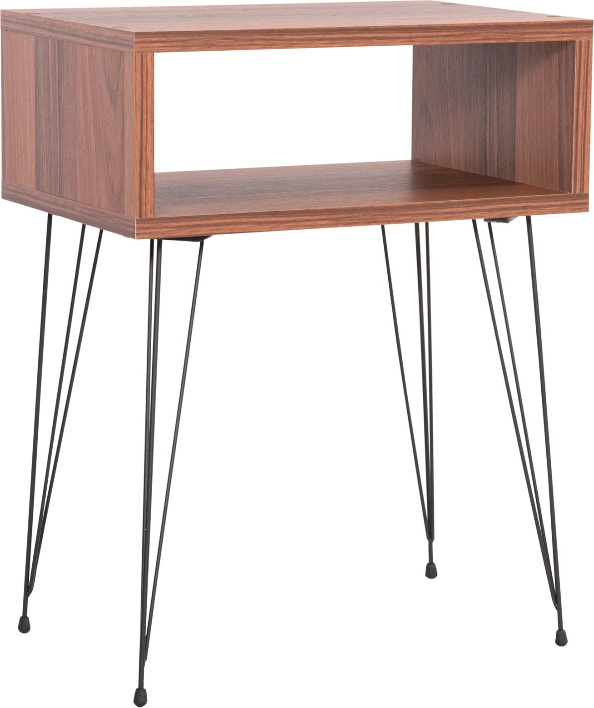 Komodinë anësore TODD FH18184.05 melaminë ngjyrë arre, këmbë metali të zeza, 45.5x29.5x58.5H cm.