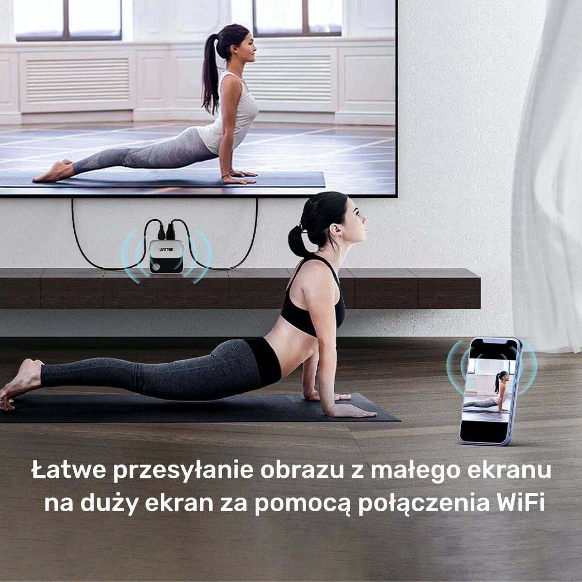 Transmiter HDMI pa kabëll Unitek, 4K 60Hz, ngjyrë zi-gri